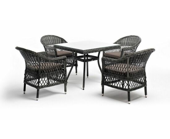 "Сицилия" обеденная группа плетеная, цвет графит, изображение 12 | Интернет магазин мебели и декора LifeDekor