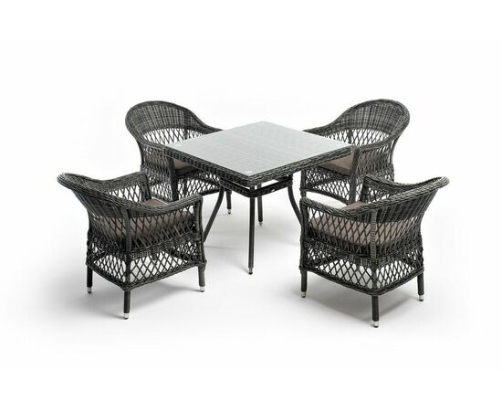"Сицилия" обеденная группа плетеная, цвет графит, изображение 13 | Интернет магазин мебели и декора LifeDekor