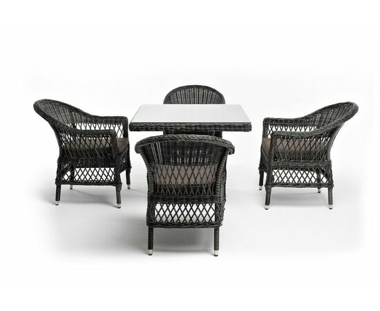 "Сицилия" обеденная группа плетеная, цвет графит, изображение 14 | Интернет магазин мебели и декора LifeDekor