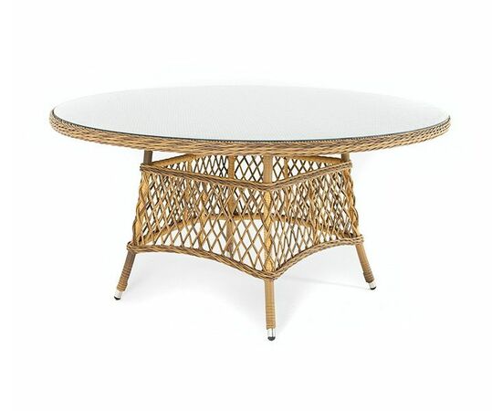 "Эспрессо" плетеный круглый стол, диаметр 150 см, цвет соломенный | Интернет магазин мебели и декора LifeDekor