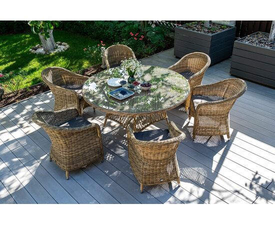 "Эспрессо" плетеный круглый стол, диаметр 150 см, цвет соломенный, изображение 6 | Интернет магазин мебели и декора LifeDekor