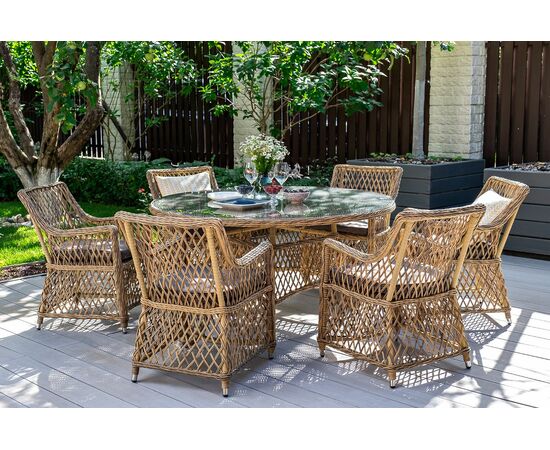 "Эспрессо" плетеный круглый стол, диаметр 150 см, цвет соломенный, изображение 8 | Интернет магазин мебели и декора LifeDekor