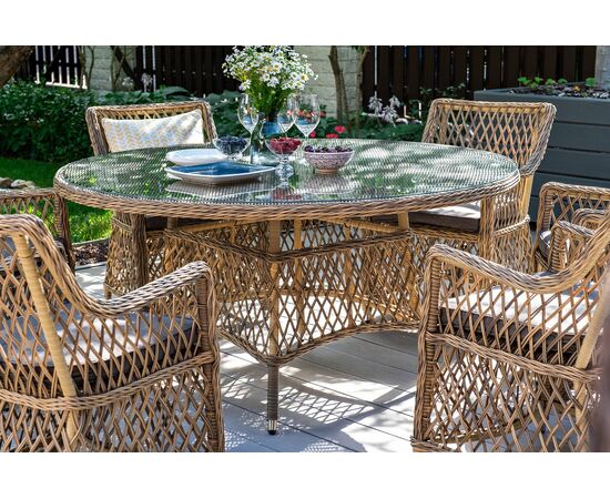 "Эспрессо" плетеный круглый стол, диаметр 150 см, цвет соломенный, изображение 9 | Интернет магазин мебели и декора LifeDekor