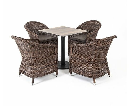 "Каффе" обеденная группа на 4 персоны, стулья коричневые | Интернет магазин мебели и декора LifeDekor