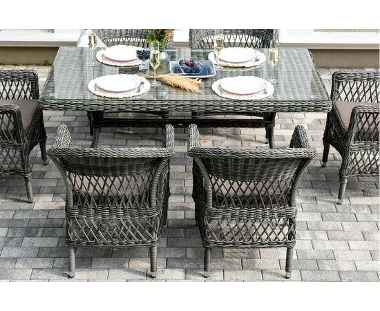 "Амароне" обеденная группа из искусственного ротанга на 6 персон, цвет графит, изображение 7 | Интернет магазин мебели и декора LifeDekor