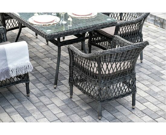 "Амароне" обеденная группа из искусственного ротанга на 6 персон, цвет графит, изображение 8 | Интернет магазин мебели и декора LifeDekor