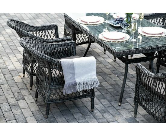"Амароне" обеденная группа из искусственного ротанга на 6 персон, цвет графит, изображение 9 | Интернет магазин мебели и декора LifeDekor