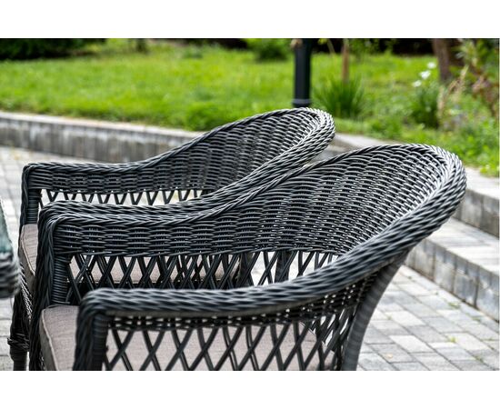 "Амароне" обеденная группа из искусственного ротанга на 6 персон, цвет графит, изображение 12 | Интернет магазин мебели и декора LifeDekor