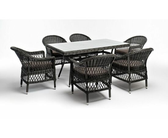 "Амароне" обеденная группа из искусственного ротанга на 6 персон, цвет графит, изображение 15 | Интернет магазин мебели и декора LifeDekor
