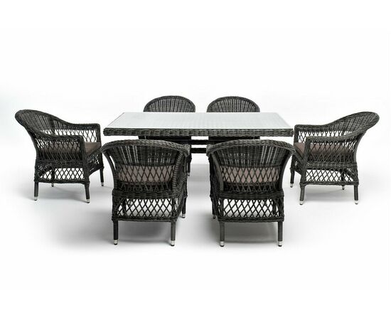 "Амароне" обеденная группа из искусственного ротанга на 6 персон, цвет графит, изображение 16 | Интернет магазин мебели и декора LifeDekor