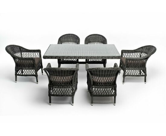 "Амароне" обеденная группа из искусственного ротанга на 6 персон, цвет графит, изображение 17 | Интернет магазин мебели и декора LifeDekor