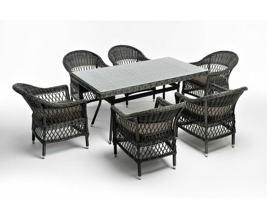 "Амароне" обеденная группа из искусственного ротанга на 6 персон, цвет графит, изображение 18 | Интернет магазин мебели и декора LifeDekor
