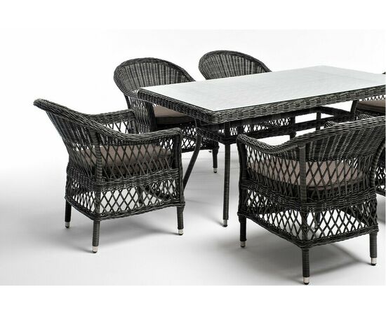 "Амароне" обеденная группа из искусственного ротанга на 6 персон, цвет графит, изображение 19 | Интернет магазин мебели и декора LifeDekor