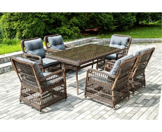 "Цесена" обеденная группа плетеная из искусственного ротанга, цвет коричневый | Интернет магазин мебели и декора LifeDekor