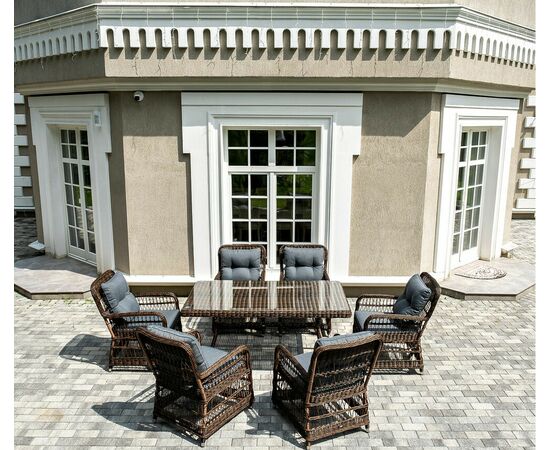 "Цесена" обеденная группа плетеная из искусственного ротанга, цвет коричневый, изображение 2 | Интернет магазин мебели и декора LifeDekor