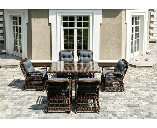 "Цесена" обеденная группа плетеная из искусственного ротанга, цвет коричневый, изображение 3 | Интернет магазин мебели и декора LifeDekor