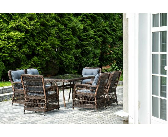 "Цесена" обеденная группа плетеная из искусственного ротанга, цвет коричневый, изображение 4 | Интернет магазин мебели и декора LifeDekor