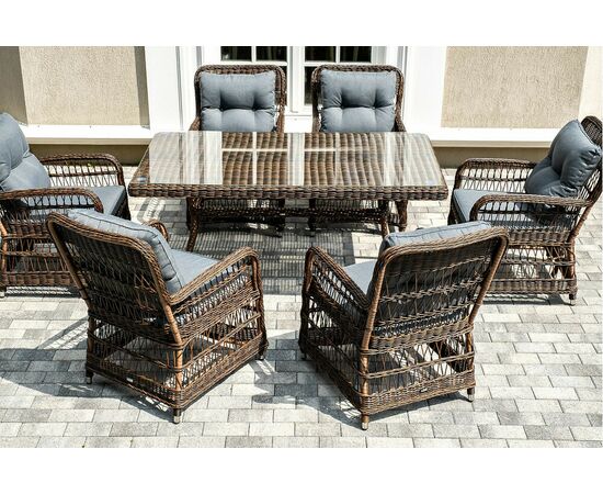 "Цесена" обеденная группа плетеная из искусственного ротанга, цвет коричневый, изображение 5 | Интернет магазин мебели и декора LifeDekor