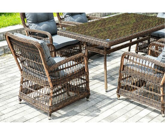 "Цесена" обеденная группа плетеная из искусственного ротанга, цвет коричневый, изображение 6 | Интернет магазин мебели и декора LifeDekor