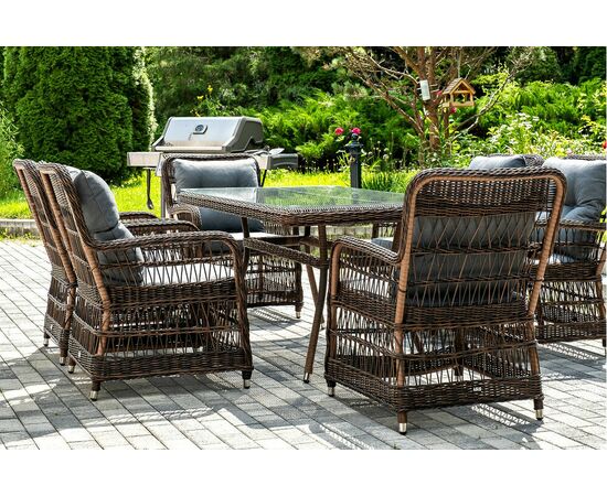 "Цесена" обеденная группа плетеная из искусственного ротанга, цвет коричневый, изображение 7 | Интернет магазин мебели и декора LifeDekor