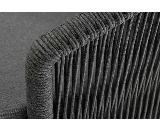 "Верона" диван 3-местный плетеный из роупа, каркас алюминий темно-серый (RAL7024) муар, роуп темно-серый круглый, ткань темно-серая 027, изображение 5 | Интернет магазин мебели и декора LifeDekor