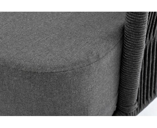 "Верона" диван 3-местный плетеный из роупа, каркас алюминий темно-серый (RAL7024) муар, роуп темно-серый круглый, ткань темно-серая 027, изображение 6 | Интернет магазин мебели и декора LifeDekor