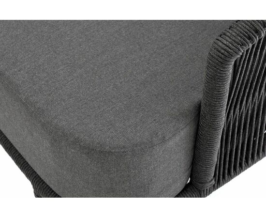 "Верона" диван 3-местный плетеный из роупа, каркас алюминий темно-серый (RAL7024) муар, роуп темно-серый круглый, ткань темно-серая 027, изображение 7 | Интернет магазин мебели и декора LifeDekor