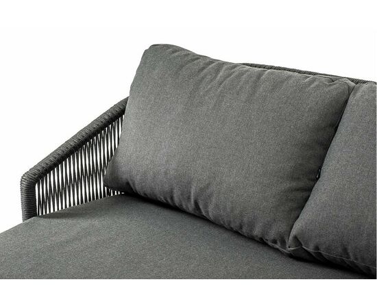 "Верона" диван 3-местный плетеный из роупа, каркас алюминий темно-серый (RAL7024) муар, роуп темно-серый круглый, ткань темно-серая 027, изображение 9 | Интернет магазин мебели и декора LifeDekor