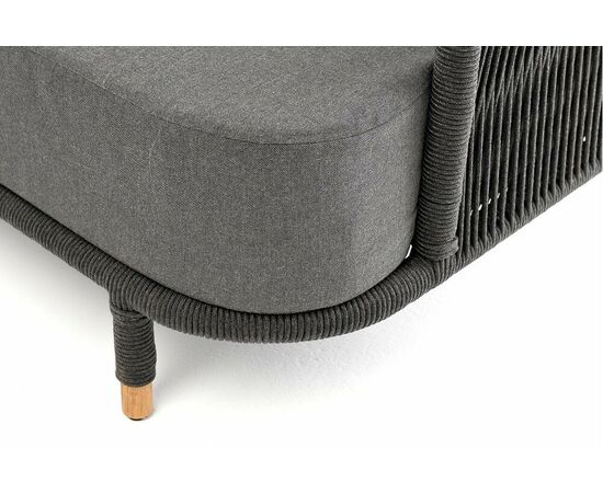 "Верона" диван 3-местный плетеный из роупа, каркас алюминий темно-серый (RAL7024) муар, роуп темно-серый круглый, ткань темно-серая 027, изображение 10 | Интернет магазин мебели и декора LifeDekor