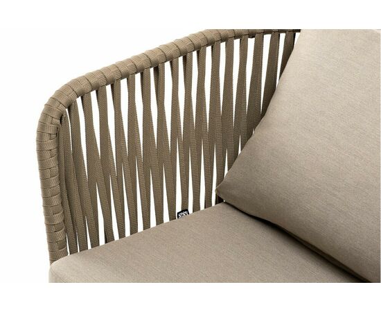 "Мальорка" кресло плетеное из роупа, основание дуб, роуп серо-коричневый 23мм, ткань бежевая 052, изображение 4 | Интернет магазин мебели и декора LifeDekor