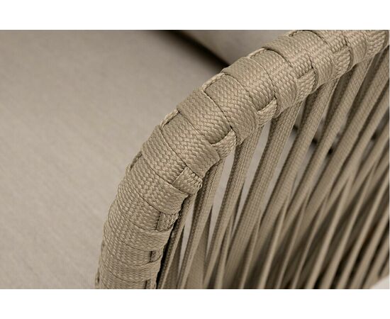 "Мальорка" кресло плетеное из роупа, основание дуб, роуп серо-коричневый 23мм, ткань бежевая 052, изображение 5 | Интернет магазин мебели и декора LifeDekor