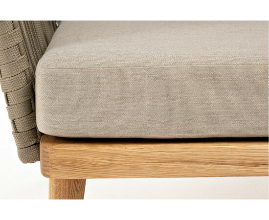 "Мальорка" кресло плетеное из роупа, основание дуб, роуп серо-коричневый 23мм, ткань бежевая 052, изображение 8 | Интернет магазин мебели и декора LifeDekor