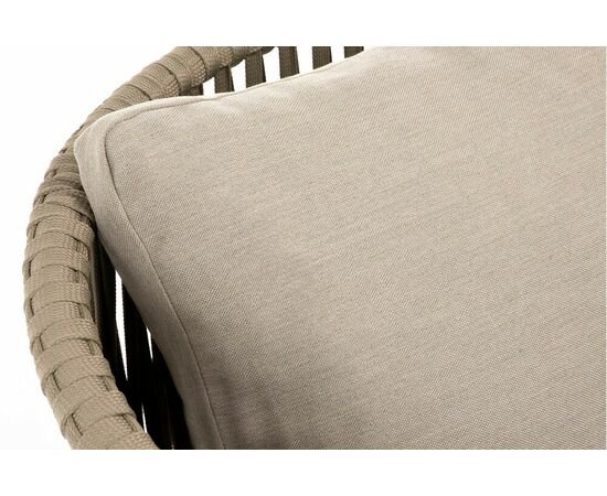 "Мальорка" кресло плетеное из роупа, основание дуб, роуп серо-коричневый 23мм, ткань бежевая 052, изображение 9 | Интернет магазин мебели и декора LifeDekor