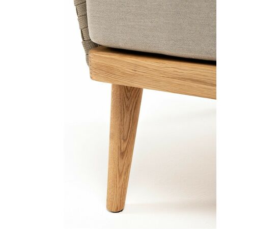 "Мальорка" кресло плетеное из роупа, основание дуб, роуп серо-коричневый 23мм, ткань бежевая 052, изображение 10 | Интернет магазин мебели и декора LifeDekor