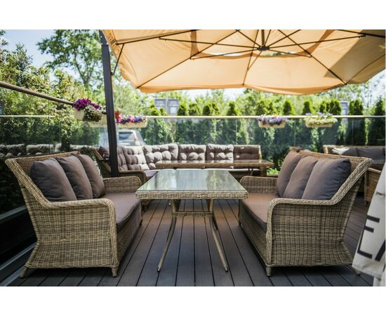 "Гляссе" диван трехместный из искусственного ротанга, цвет соломенный, изображение 5 | Интернет магазин мебели и декора LifeDekor