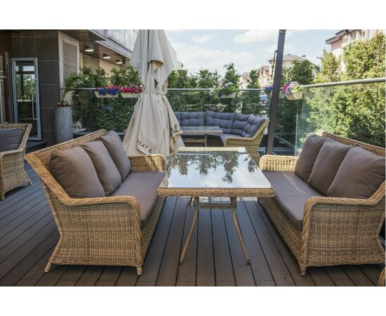 "Гляссе" диван трехместный из искусственного ротанга, цвет соломенный, изображение 8 | Интернет магазин мебели и декора LifeDekor