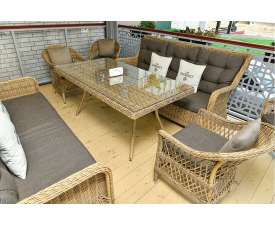 "Гляссе" диван трехместный из искусственного ротанга, цвет соломенный, изображение 11 | Интернет магазин мебели и декора LifeDekor