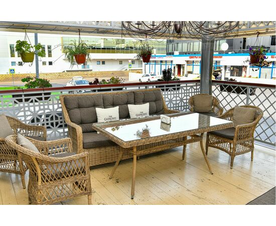 "Гляссе" диван трехместный из искусственного ротанга, цвет соломенный, изображение 13 | Интернет магазин мебели и декора LifeDekor