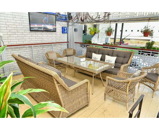 "Гляссе" диван трехместный из искусственного ротанга, цвет соломенный, изображение 14 | Интернет магазин мебели и декора LifeDekor