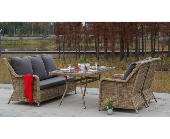 "Гляссе" диван трехместный из искусственного ротанга, цвет соломенный, изображение 15 | Интернет магазин мебели и декора LifeDekor