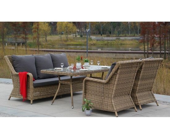 "Гляссе" диван трехместный из искусственного ротанга, цвет соломенный, изображение 16 | Интернет магазин мебели и декора LifeDekor