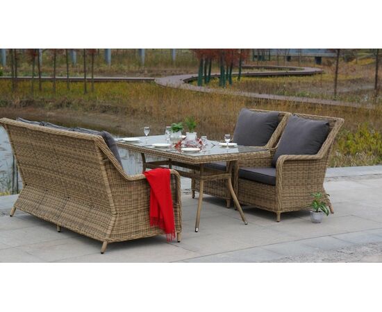 "Гляссе" диван трехместный из искусственного ротанга, цвет соломенный, изображение 17 | Интернет магазин мебели и декора LifeDekor