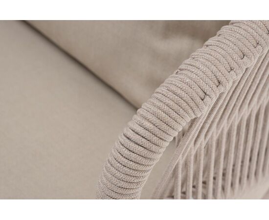 "Милан" лаунж-зона 5-местная плетеная из роупа (веревки), каркас алюминиевый белый, роуп бежевый, изображение 3 | Интернет магазин мебели и декора LifeDekor