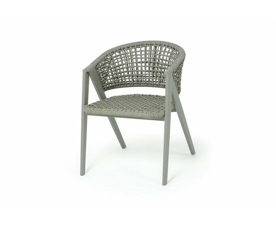 "Амстердам" стул плетеный из роупа, каркас алюминий, роуп серый круглый, ткань бежевая | Интернет магазин мебели и декора LifeDekor