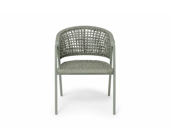 "Амстердам" стул плетеный из роупа, каркас алюминий, роуп серый круглый, ткань бежевая, изображение 2 | Интернет магазин мебели и декора LifeDekor