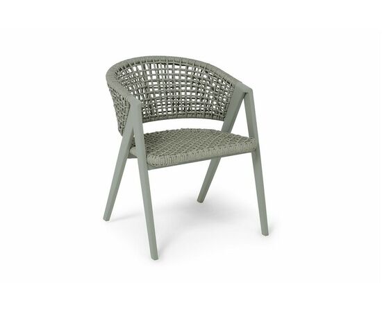 "Амстердам" стул плетеный из роупа, каркас алюминий, роуп серый круглый, ткань бежевая, изображение 3 | Интернет магазин мебели и декора LifeDekor