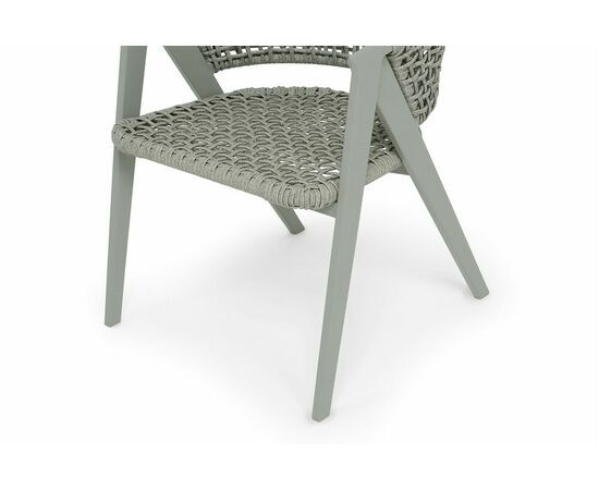 "Амстердам" стул плетеный из роупа, каркас алюминий, роуп серый круглый, ткань бежевая, изображение 4 | Интернет магазин мебели и декора LifeDekor
