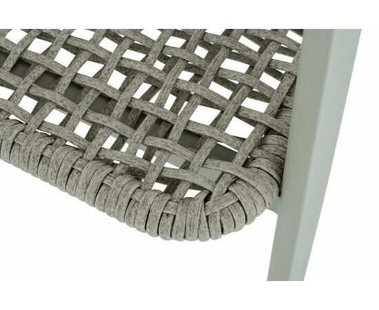 "Амстердам" стул плетеный из роупа, каркас алюминий, роуп серый круглый, ткань бежевая, изображение 5 | Интернет магазин мебели и декора LifeDekor
