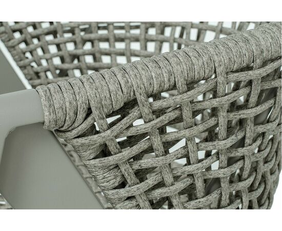 "Амстердам" стул плетеный из роупа, каркас алюминий, роуп серый круглый, ткань бежевая, изображение 6 | Интернет магазин мебели и декора LifeDekor