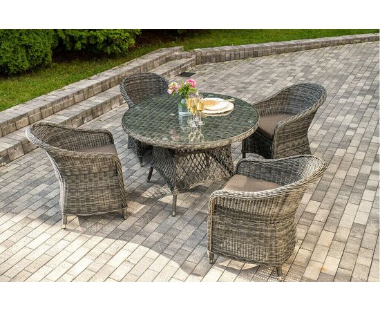 "Эспрессо–118 R" обеденная группа плетеная, цвет графит | Интернет магазин мебели и декора LifeDekor